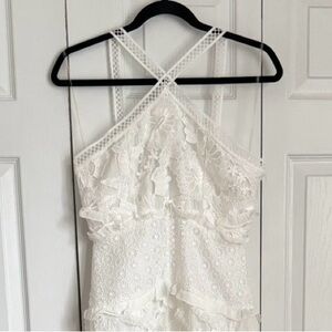 True Decadence Dress Womens 8 Tall White Lace Halter Mermaid Maxi Formal Wedding